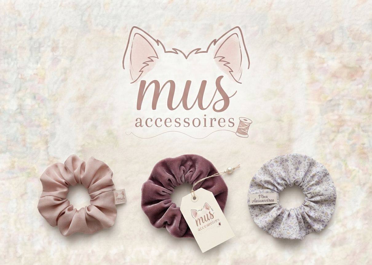 Collection Mus Accessoires — chouchous en satin, velours et coton fleuri