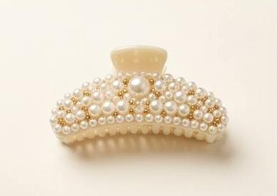 Pince crabe perles ivoire et or Mus Accessoires
