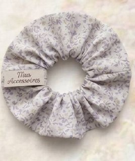 Chouchou en coton fleuri lilas Mus Accessoires