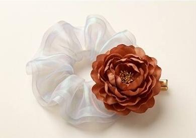 Chouchou organza fleur terre cuite Mus Accessoires