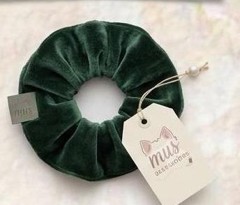 Chouchou en velours vert émeraude Mus Accessoires